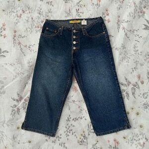 90s Paris Blues Denim Jean Capris Button Fly 100% Cotton Made in USA
